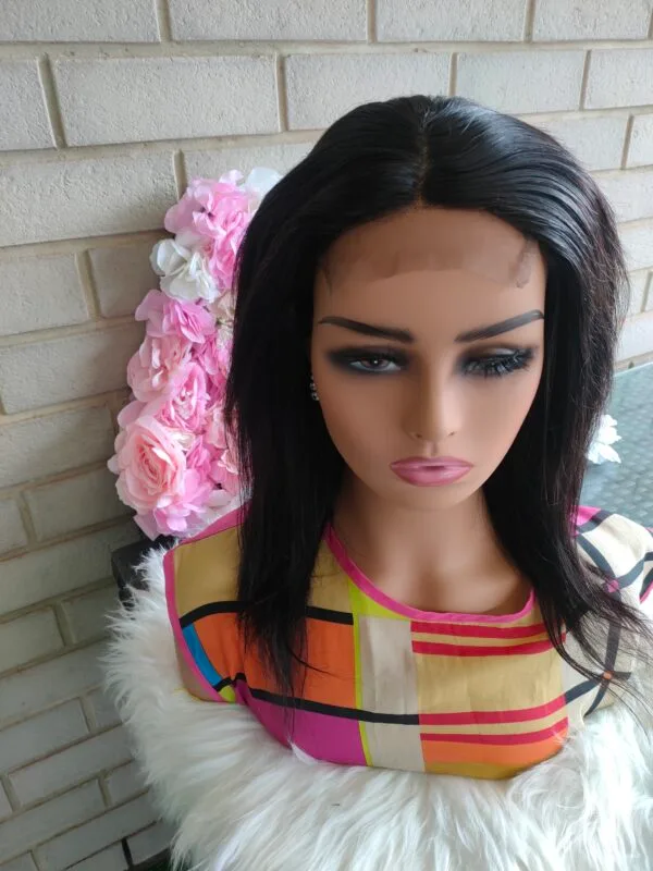 16" Human hair straight wig, 4x4 lace, 180% density. - Image 4