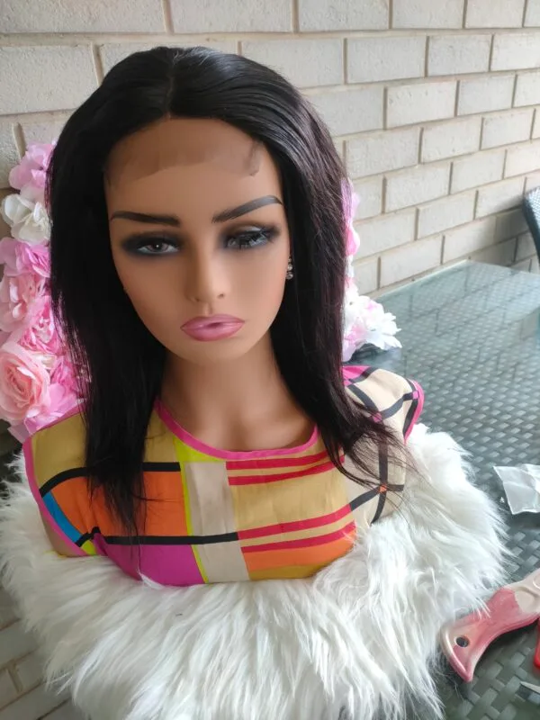 16" Human hair straight wig, 4x4 lace, 180% density. - Image 2