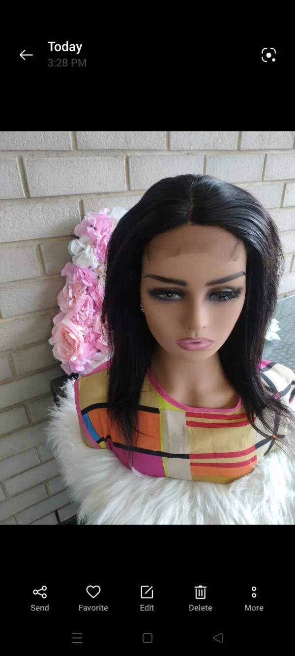 16" Human hair straight wig, 4x4 lace, 180% density.