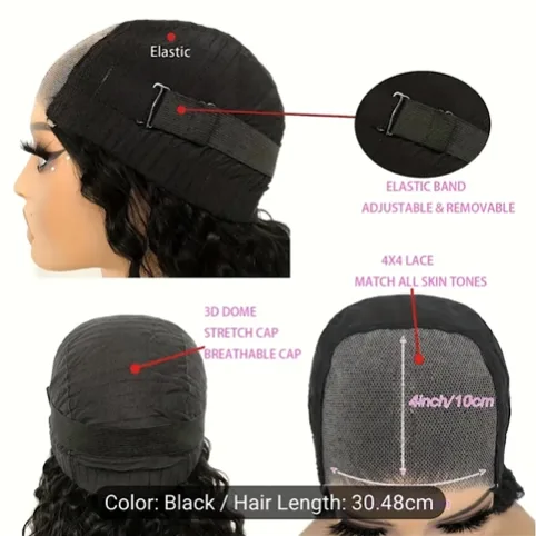 12" Wear and go bodywave wig, 4x4 lace 100% human hair - Image 5