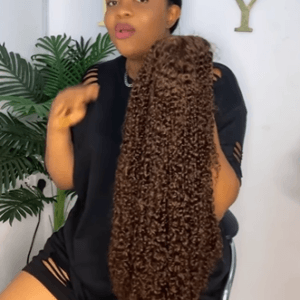 28" brown pixie curls, $340 100% human hair, 4x4 lace 250% density