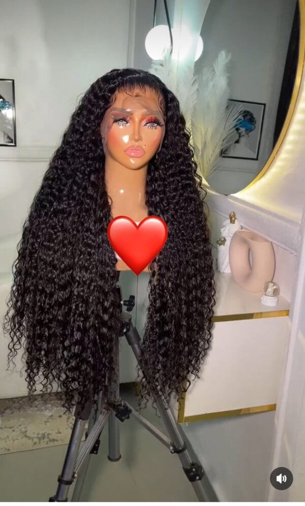 32" Beach curls, $145 Human-hair-blend, Frontal: Human hair, Curls: Human-hair-blend, 300g, Lace bleached and styled, Extremely soft and full *Limited stock* - Image 2