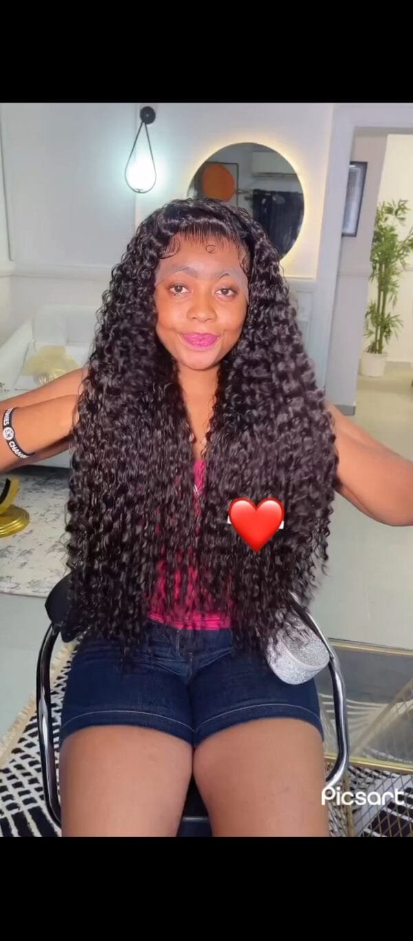 32" Beach curls, $145 Human-hair-blend, Frontal: Human hair, Curls: Human-hair-blend, 300g, Lace bleached and styled, Extremely soft and full *Limited stock* - Image 3