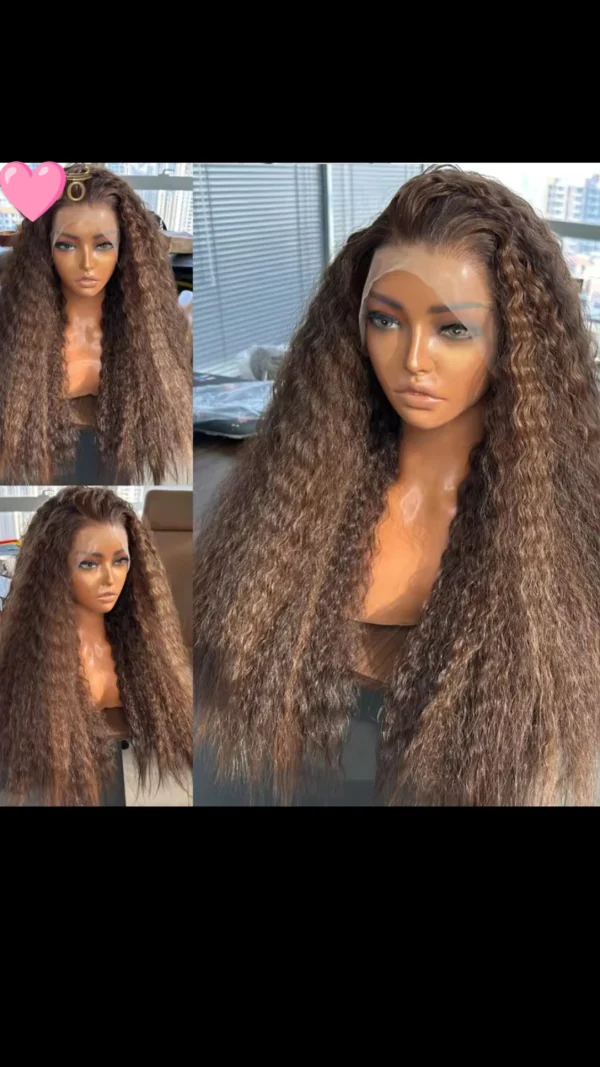 28" heat resistant highlight curly wig, $140 13x4 lace
