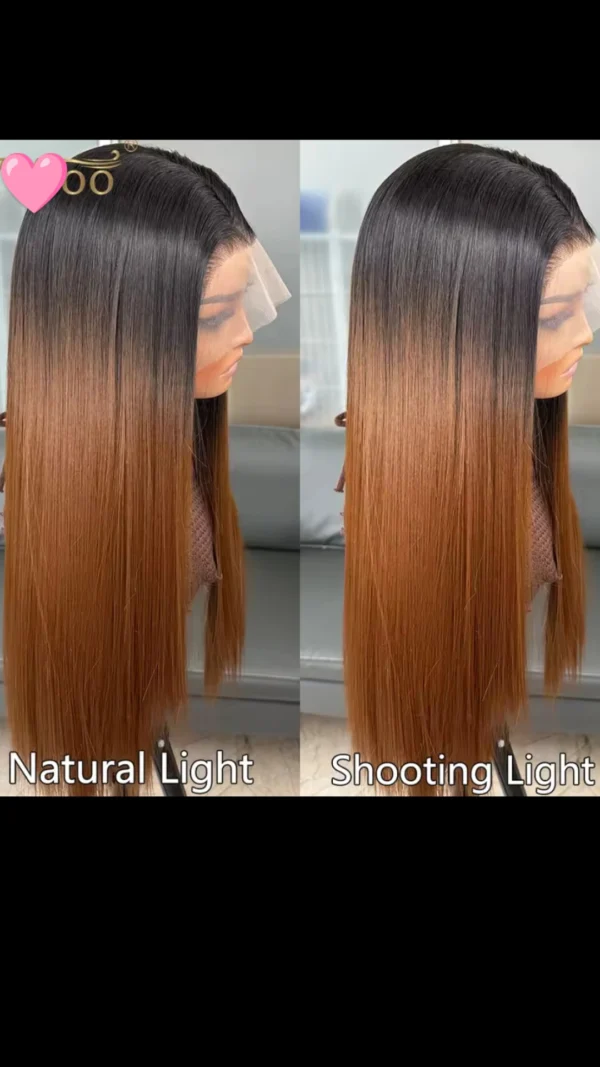 13x6 heat resistant straight wig, $140, 28", Ombre Color 1b/4 - Image 2
