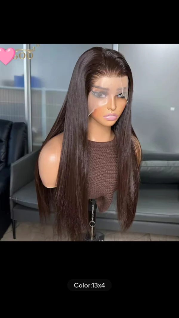 13x4 heat resistant straight wig, $140, 28", Color 4, brown