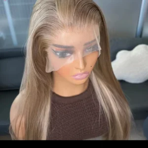 13x6 heat resistant highlight straight wig, $140, 28"