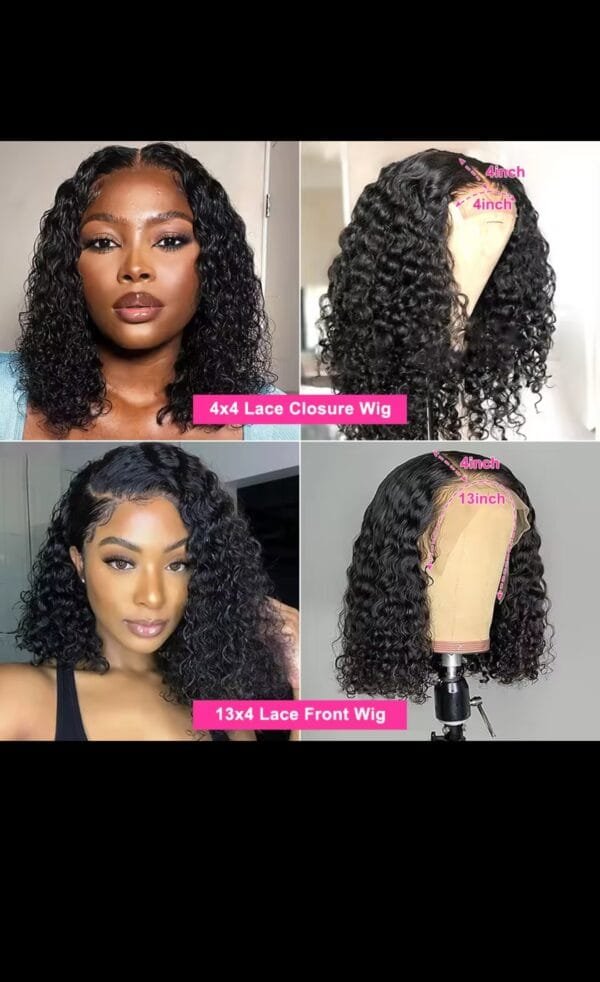 Water curly wig, 100% human hair, 12" 4x4 $150 - Image 5