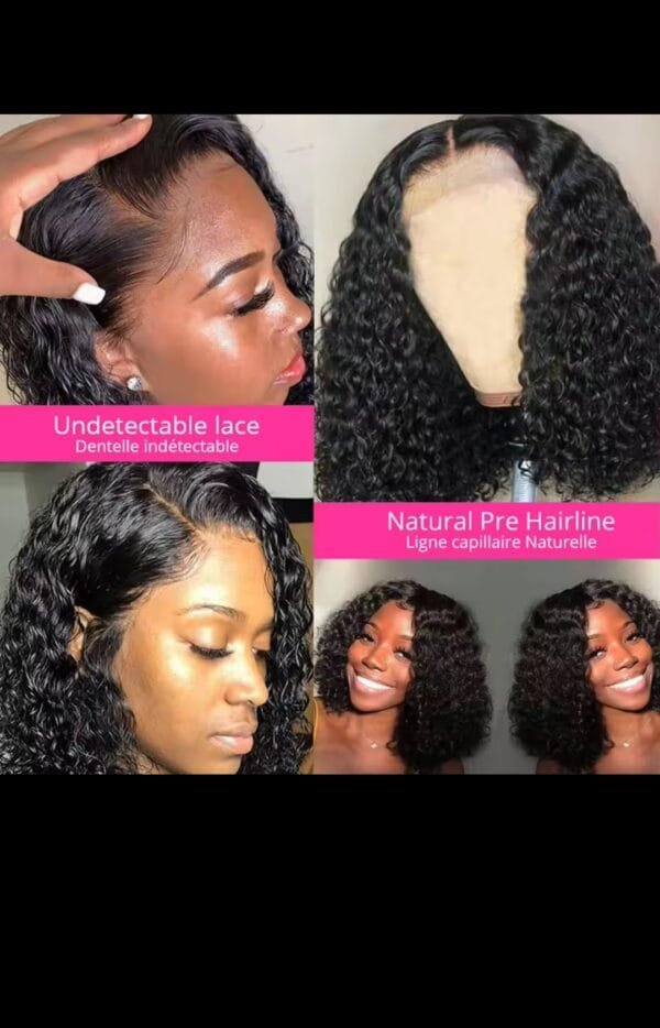 Water curly wig, 100% human hair, 12" 4x4 $150 - Image 6