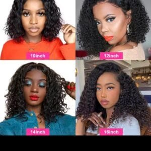 Water curly wig, 100% human hair, 12" 4x4 $150