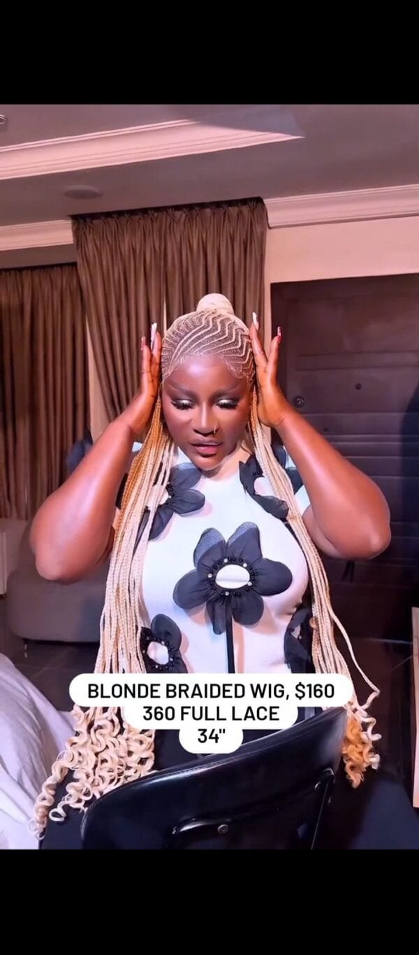 Blonde braided wig, $160 360 full lace 34"