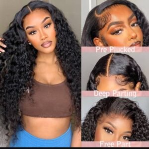 100% Human hair deepwave wig, 28" 13x6 lace, 250% density, Precut lace.