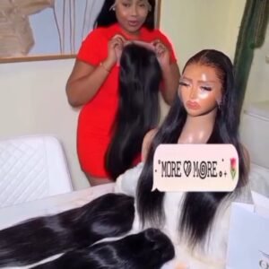 32" 100% human hair wig, 13x4 lace, $330, Lace is bleached and prestyled.